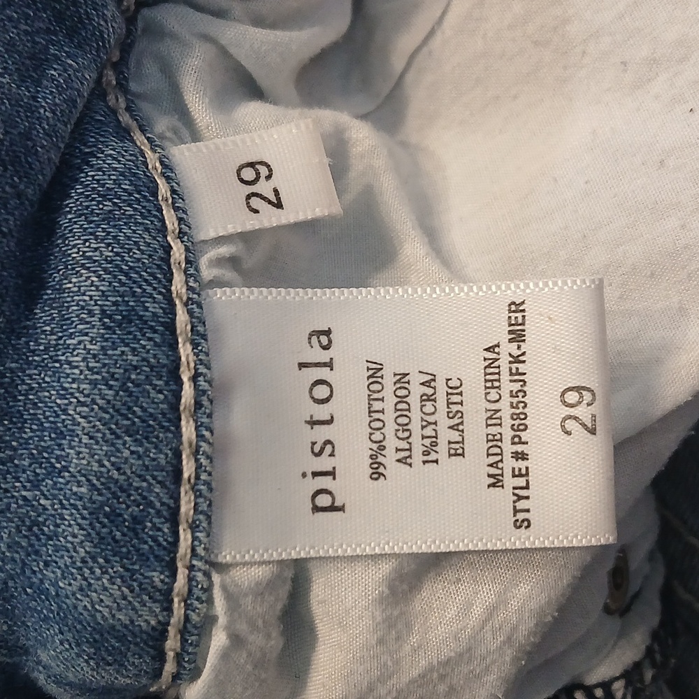 Pistola Light Blue Skinny Jeans With Rippee Details & Zipper On Ankles - Picture 5 of 6